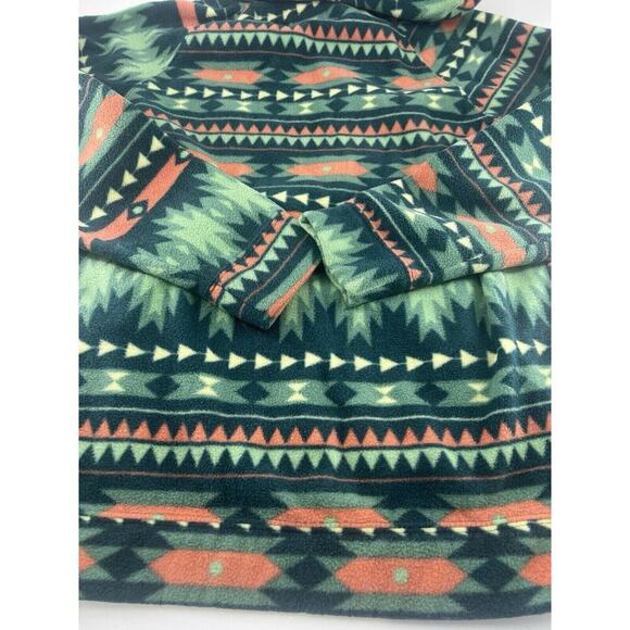 Massive Outdoor Fleece Womens Extra Large Blue Teal Hooded Sweatshirt Aztec - Picture 11 of 11